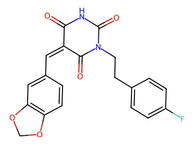 (5Z)-5-(1,3-benzodioxol-5-ylmethylidene)-1-[2-(4-fluorophenyl)ethyl]-1,3-diazinane-2,4,6-trione structure
