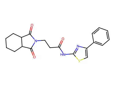 3-(1,3-dioxooctahydro-2H-isoindol-2-yl)-N-(4-phenyl-1,3-thiazol-2-yl)propanamide structure