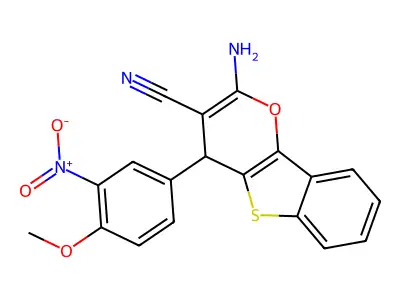 2-amino-4-(4-methoxy-3-nitrophenyl)-4H-[1]benzothieno[3,2-b]pyran-3-carbonitrile structure