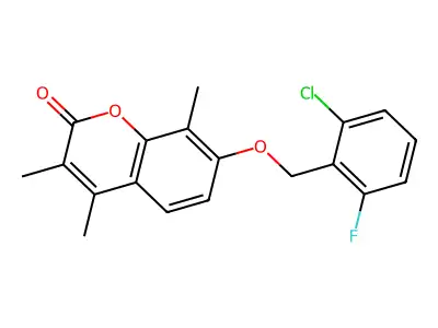 7-[(2-chloro-6-fluorobenzyl)oxy]-3,4,8-trimethyl-2H-chromen-2-one structure