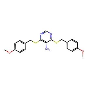 4,6-Bis[(4-methoxyphenyl)methylsulfanyl]pyrimidin-5-amine structure
