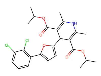 dipropan-2-yl 4-[5-(2,3-dichlorophenyl)furan-2-yl]-2,6-dimethyl-1,4-dihydropyridine-3,5-dicarboxylate structure