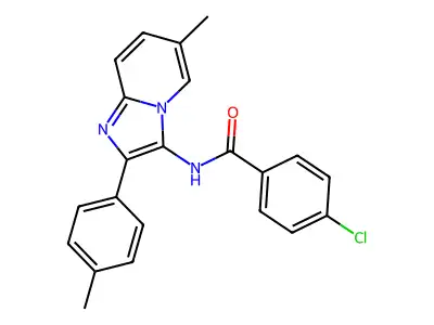 4-chloro-N-[6-methyl-2-(4-methylphenyl)imidazo[1,2-a]pyridin-3-yl]benzamide structure
