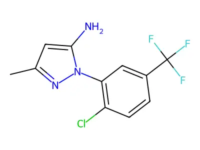 1-[2-chloro-5-(trifluoromethyl)phenyl]-3-methyl-1H-pyrazol-5-amine structure