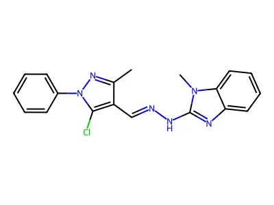 5-Chloro-3-methyl-1-phenyl-1H-pyrazole-4-carboxaldehyde 2-(1-methyl-1H-benzimidazol-2-yl)hydrazone structure