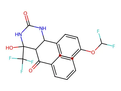 5-benzoyl-6-(4-(difluoromethoxy)phenyl)-4-hydroxy-4-(trifluoromethyl)tetrahydropyrimidin-2(1H)-one structure