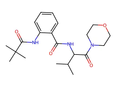 2-(2,2-dimethylpropanoylamino)-N-(3-methyl-1-morpholin-4-yl-1-oxobutan-2-yl)benzamide structure
