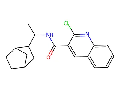N-(1-{bicyclo[2.2.1]heptan-2-yl}ethyl)-2-chloroquinoline-3-carboxamide structure