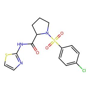 (2S)-1-(4-chlorophenyl)sulfonyl-N-(1,3-thiazol-2-yl)pyrrolidine-2-carboxamide structure