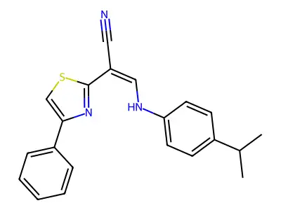 (Z)-3-((4-isopropylphenyl)amino)-2-(4-phenylthiazol-2-yl)acrylonitrile structure