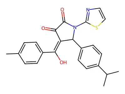 3-hydroxy-4-(4-methylbenzoyl)-5-[4-(propan-2-yl)phenyl]-1-(1,3-thiazol-2-yl)-2,5-dihydro-1H-pyrrol-2-one structure