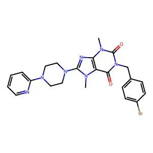 1-[(4-bromophenyl)methyl]-3,7-dimethyl-8-(4-pyridin-2-ylpiperazin-1-yl)purine-2,6-dione structure