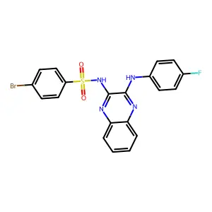 4-bromo-N-[3-(4-fluoroanilino)quinoxalin-2-yl]benzenesulfonamide structure