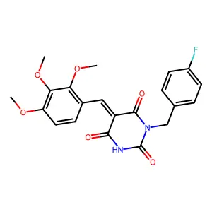 (5Z)-1-[(4-fluorophenyl)methyl]-5-[(2,3,4-trimethoxyphenyl)methylidene]-1,3-diazinane-2,4,6-trione structure