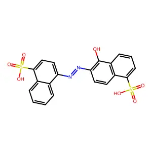 Disodium 5-hydroxy-6-((4-sulphonatonaphthyl)azo)naphthalenesulphonate structure