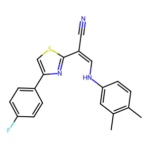 (E)-3-((3,4-dimethylphenyl)amino)-2-(4-(4-fluorophenyl)thiazol-2-yl)acrylonitrile structure