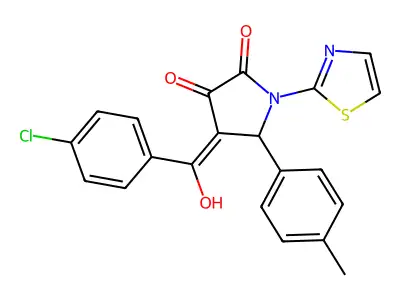 4-(4-chlorobenzoyl)-3-hydroxy-5-(4-methylphenyl)-1-(1,3-thiazol-2-yl)-2,5-dihydro-1H-pyrrol-2-one structure