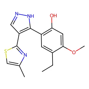 4-ethyl-5-methoxy-2-(4-(4-methylthiazol-2-yl)-1H-pyrazol-3-yl)phenol structure