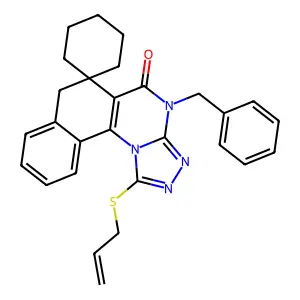 1-(allylthio)-4-benzyl-4H-spiro[benzo[h][1,2,4]triazolo[4,3-a]quinazoline-6,1'-cyclohexan]-5(7H)-one structure