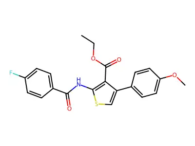 Ethyl 2-(4-fluorobenzamido)-4-(4-methoxyphenyl)thiophene-3-carboxylate structure