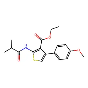 Ethyl 4-(4-methoxyphenyl)-2-(2-methylpropanoylamino)thiophene-3-carboxylate structure