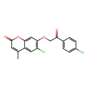 6-Chloro-7-[2-(4-chlorophenyl)-2-oxoethoxy]-4-methylchromen-2-one structure
