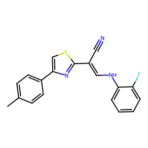 (E)-3-((2-fluorophenyl)amino)-2-(4-(p-tolyl)thiazol-2-yl)acrylonitrile structure