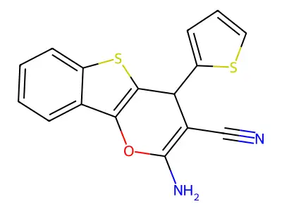 2-amino-4-thiophen-2-yl-4H-[1]benzothiolo[3,2-b]pyran-3-carbonitrile structure