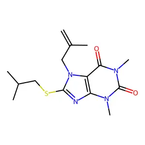 1,3-Dimethyl-7-(2-methylprop-2-enyl)-8-(2-methylpropylsulfanyl)purine-2,6-dione structure