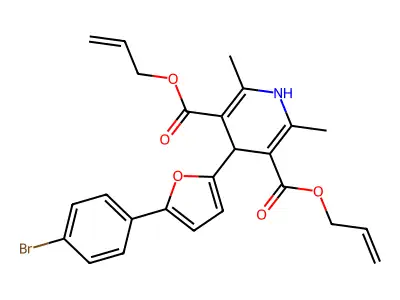 3,5-bis(prop-2-en-1-yl) 4-[5-(4-bromophenyl)furan-2-yl]-2,6-dimethyl-1,4-dihydropyridine-3,5-dicarboxylate structure