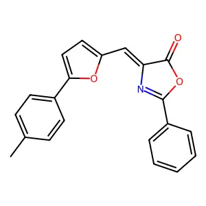 (4E)-4-[[5-(4-methylphenyl)furan-2-yl]methylidene]-2-phenyl-1,3-oxazol-5-one structure