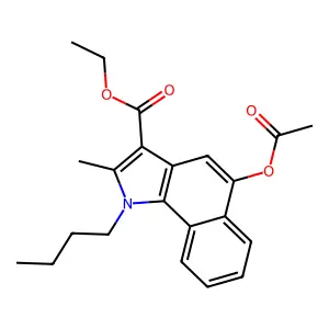 Ethyl 5-acetyloxy-1-butyl-2-methylbenzo[g]indole-3-carboxylate structure