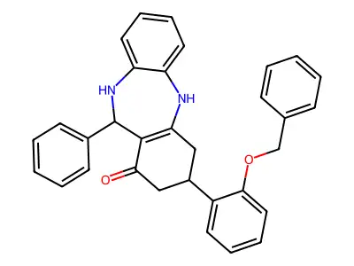 3-[2-(benzyloxy)phenyl]-11-phenyl-2,3,4,5,10,11-hexahydro-1H-dibenzo[b,e][1,4]diazepin-1-one structure