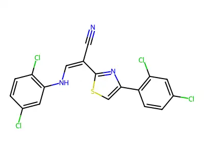 (Z)-3-(2,5-dichloroanilino)-2-[4-(2,4-dichlorophenyl)-1,3-thiazol-2-yl]prop-2-enenitrile structure