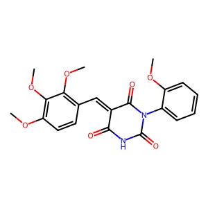 (5Z)-1-(2-methoxyphenyl)-5-[(2,3,4-trimethoxyphenyl)methylidene]-1,3-diazinane-2,4,6-trione structure