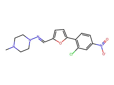 N-{[5-(2-chloro-4-nitrophenyl)-2-furyl]methylene}-4-methyl-1-piperazinamine structure
