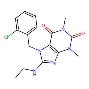 7-(2-chlorobenzyl)-8-(ethylamino)-1,3-dimethyl-3,7-dihydro-1H-purine-2,6-dione structure