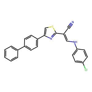 (E)-2-(4-([1,1'-biphenyl]-4-yl)thiazol-2-yl)-3-((4-chlorophenyl)amino)acrylonitrile structure