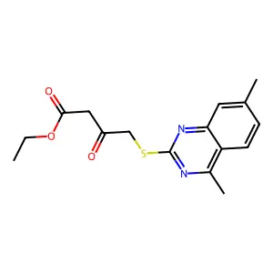 Ethyl 4-[(4,7-dimethylquinazolin-2-yl)sulfanyl]-3-oxobutanoate structure