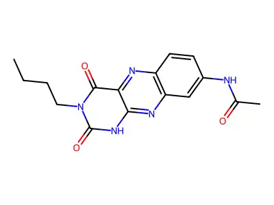 N-(3-butyl-2,4-dioxo-1H-benzo[g]pteridin-8-yl)acetamide structure