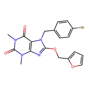 7-[(4-Bromophenyl)methyl]-8-(furan-2-ylmethoxy)-1,3-dimethylpurine-2,6-dione structure