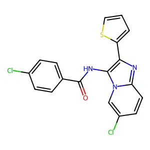 4-chloro-N-[6-chloro-2-(thiophen-2-yl)imidazo[1,2-a]pyridin-3-yl]benzamide structure