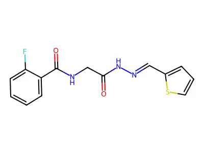 2-fluoro-N-[2-oxo-2-[(2E)-2-(thiophen-2-ylmethylidene)hydrazinyl]ethyl]benzamide structure