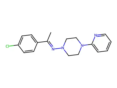 N-[(1Z)-1-(4-chlorophenyl)ethylidene]-4-(pyridin-2-yl)piperazin-1-amine structure