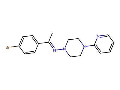 N-[(1Z)-1-(4-bromophenyl)ethylidene]-4-(pyridin-2-yl)piperazin-1-amine structure