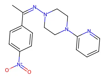 N-[1-(4-nitrophenyl)ethylidene]-4-(2-pyridinyl)-1-piperazinamine structure
