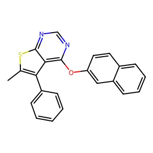 6-Methyl-5-phenylthieno[2,3-d]pyrimidin-4-yl 2-naphthyl ether structure
