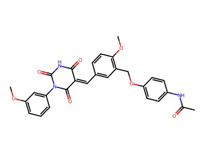 N-[4-[[2-Methoxy-5-[[tetrahydro-1-(3-methoxyphenyl)-2,4,6-trioxo-5(2H)-pyrimidinylidene]methyl]phenyl]methoxy]phenyl]acetamide structure