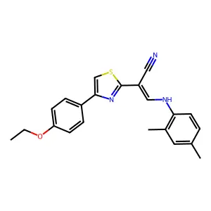 (E)-3-(2,4-dimethylanilino)-2-[4-(4-ethoxyphenyl)-1,3-thiazol-2-yl]prop-2-enenitrile structure