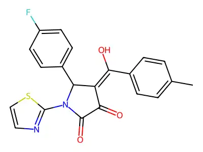 5-(4-fluorophenyl)-3-hydroxy-4-(4-methylbenzoyl)-1-(thiazol-2-yl)-1H-pyrrol-2(5H)-one structure